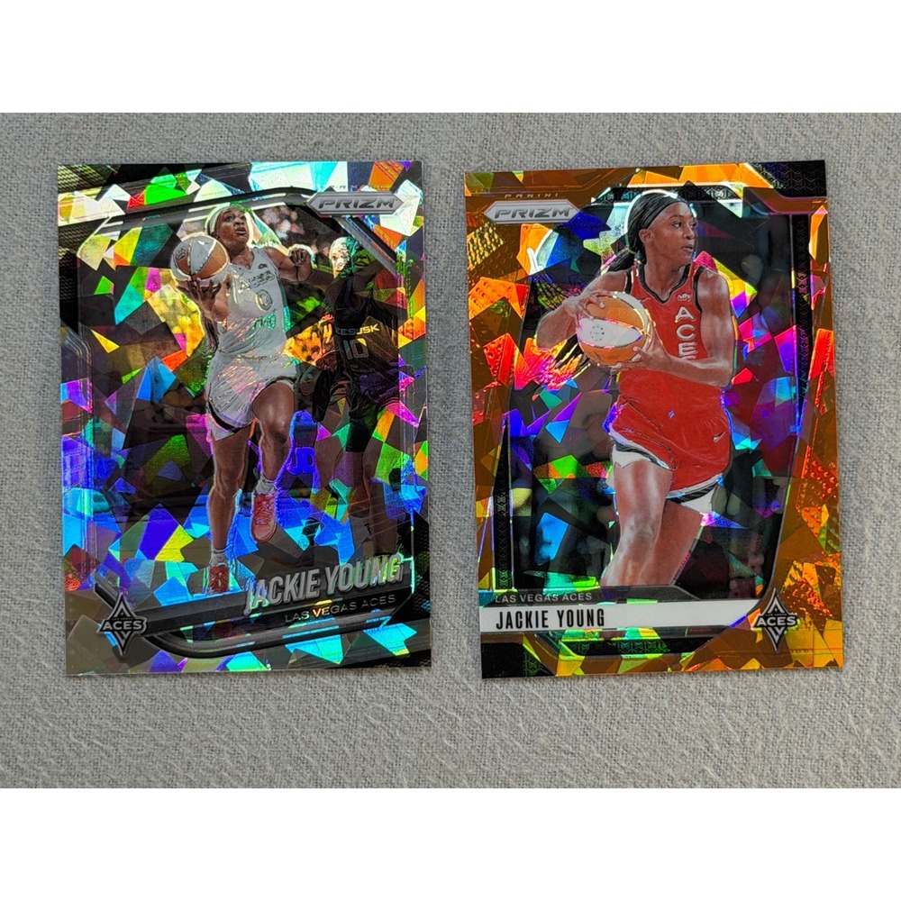 2024 Panini Prizm WNBA Jackie Young 2 Card Lot Cracked Ice Orange Ice Aces